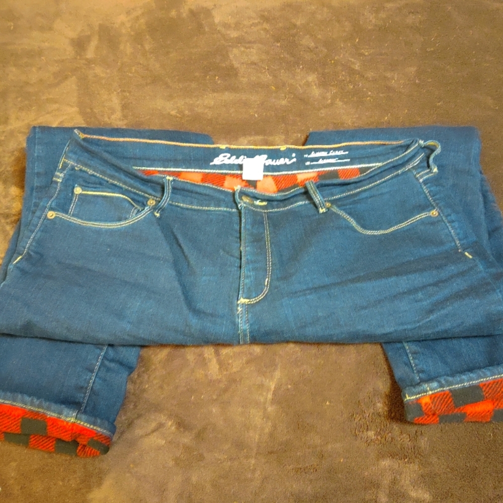 Eddie Bauer Voyager Fleece Lined Slightly Curvey Straight Jeans - Picture 2 of 7